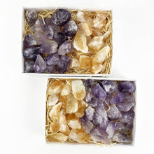 Load image into Gallery viewer, Amethyst and Citrine (Golden Amethyst) Pieces Window Box