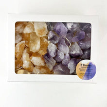 Load image into Gallery viewer, Amethyst and Citrine (Golden Amethyst) Pieces Window Box