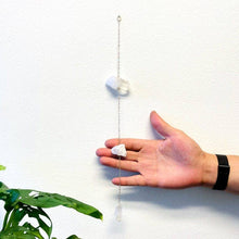 Load image into Gallery viewer, Crystal Cluster Wall Hanging - 3 Stones Stacked on Gold tone Chain (WCHM-S2-B8)