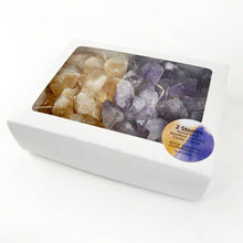 Load image into Gallery viewer, Amethyst and Citrine (Golden Amethyst) Pieces Window Box