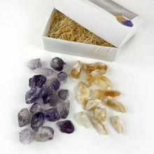 Load image into Gallery viewer, Amethyst and Citrine (Golden Amethyst) Pieces Window Box