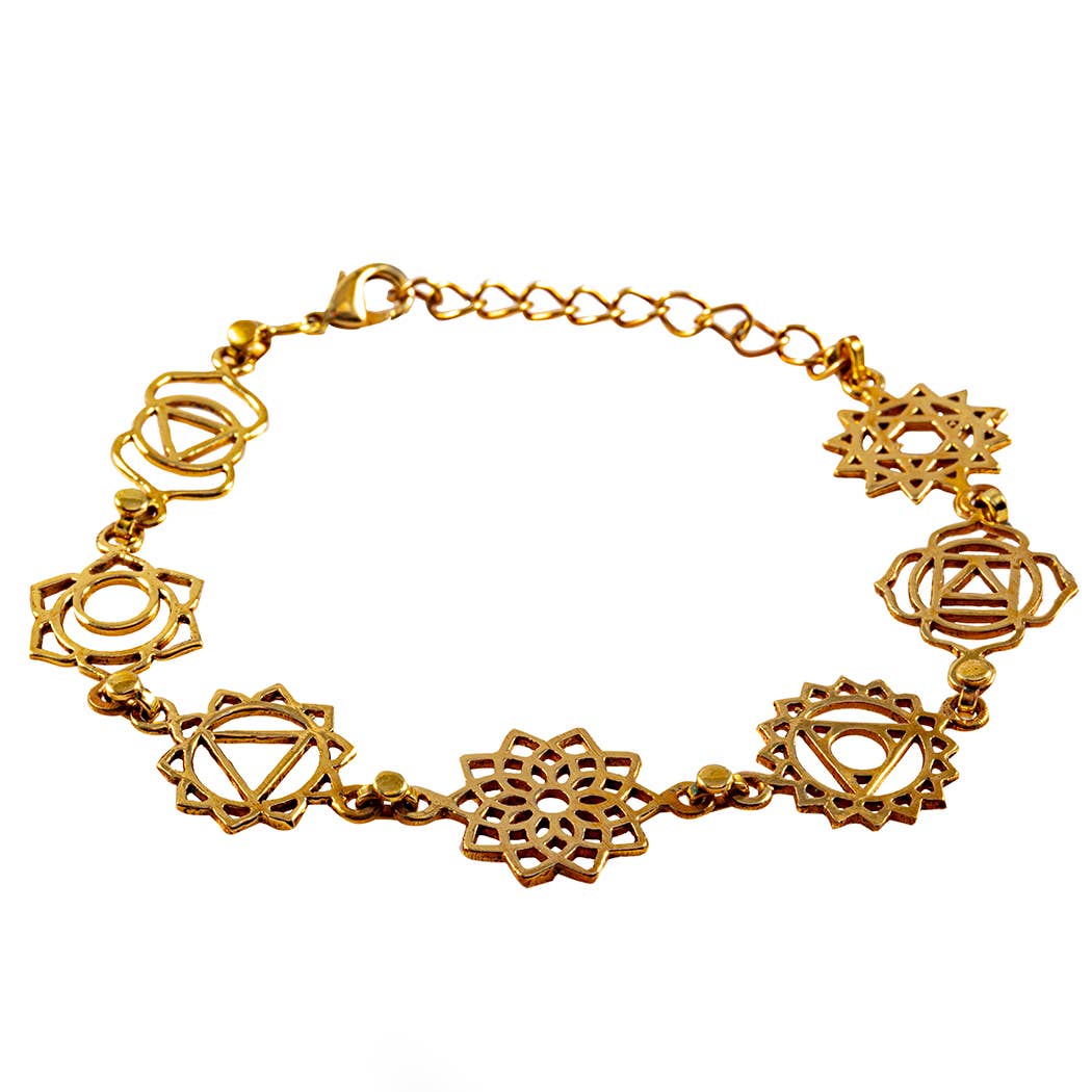 Chakra Symbols Brass Bracelet