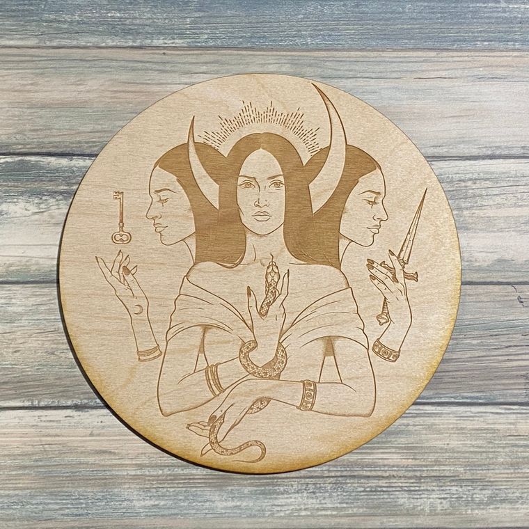 Triple Goddess Crystal Grid -  Hekate Altar Table